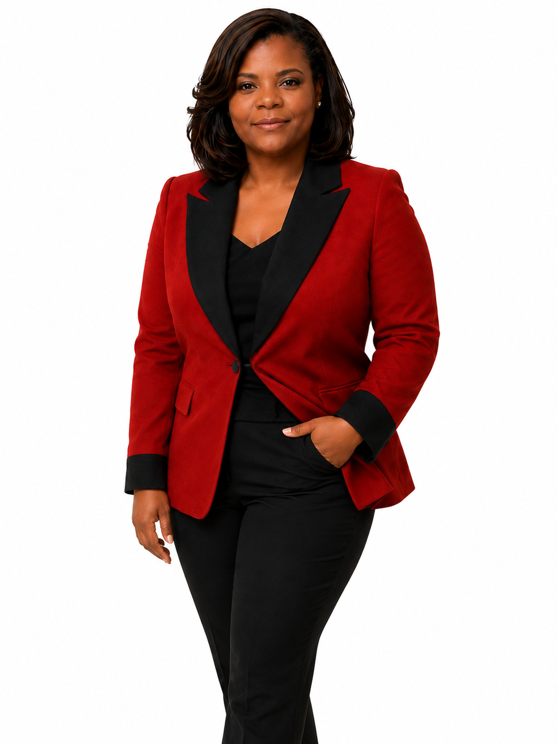 Kimberly Gholar in a red blazer